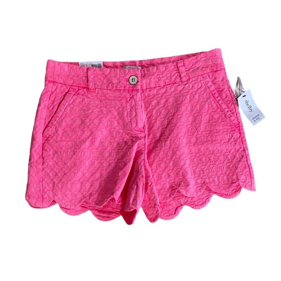 crown & ivy Pants - NEW Crown & Ivy Shorts Women’s 2 Hot Pink Shelby Scallop Hem Cotton NWT